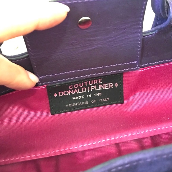 DONALD J. PLINER dark plum suede baguette bag, made in Italy, NWT - Picture 8 of 12